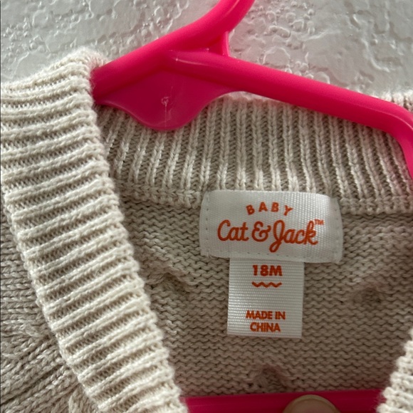 Cream Button-Up Pom Pom Kids Cardigan - Picture 2 of 4